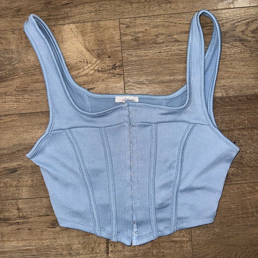 Blue corset cropped tank